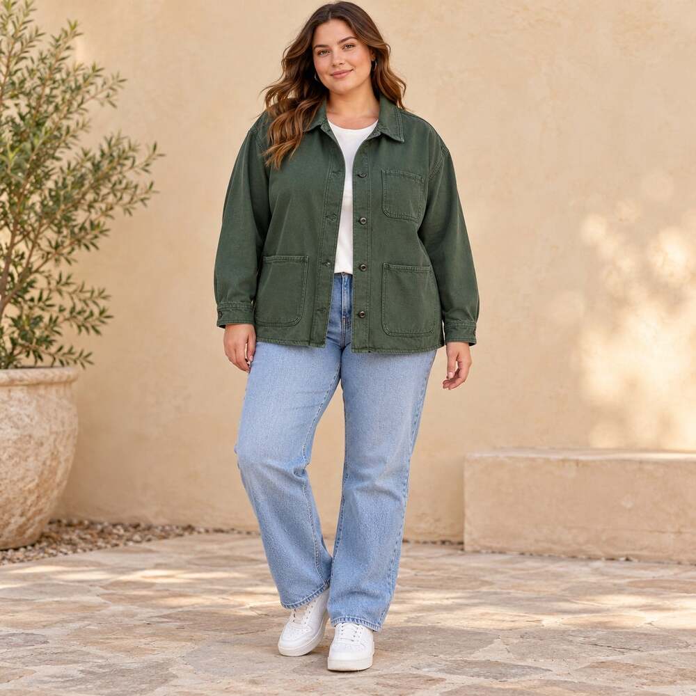 Old Navy Olive Dark Green Chore Utility Cotton Canvas Jacket Women’s XL Shacket